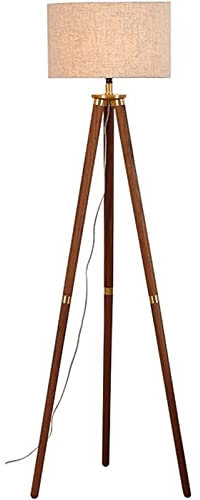 ZXXDSMYF Lámpara de pie de Madera con Pantalla de Tela Lámpara de pie Moderna Lámpara de Almacenamiento con trípode Lámpara de pie de Esquina para Dormitorio Sala de Estar