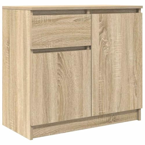 vidaXL Skänk med låda sonoma ek 71x35x65 cm konstruerat trä, förvaringsskåp, sideboard skåp, hall skåp, bufféskåp, kök förvaringsskåp