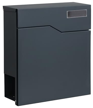 Briefkasten mit Zeitungsfach und Namensschild anthrazit 2723