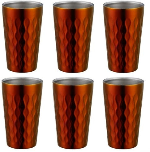 6 Stück Edelstahl Becher, Doppelwandige Wasserbecher, 330 ml stapelbare Becher, Trinkbecher für BBQ, Zuhause, Büro, Party, Fahren (Rot)