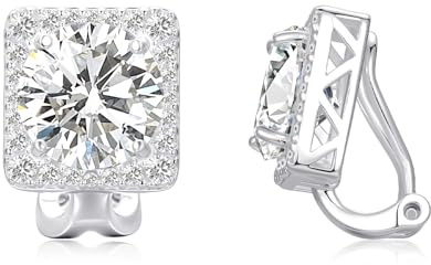 Schmerzfreie Ohrclips Silber aus 925 Sterling Silber in Quadratform für Damen/Mädchen ohne Ohrlöcher