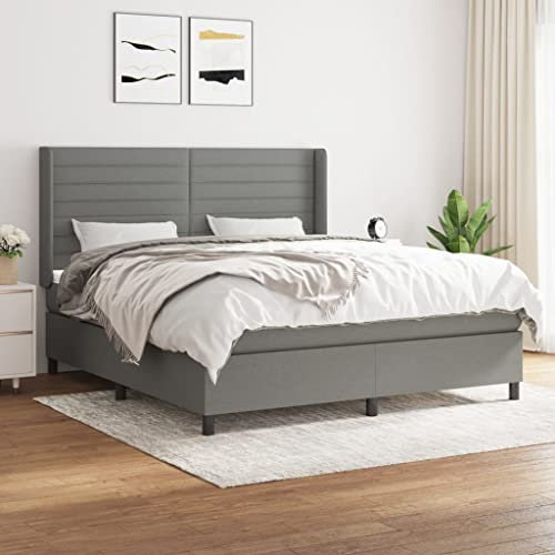 MOBCANT Boxspringbett mit Matratze, Betten Doppelbett Bettrahmen Bettsystem Geeignet für Gästezimmer Hotel Schlafzimmer Schulen Dunkelgrau 180x200 cm Stoff