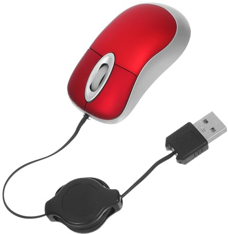 VILLCASE Souris USB Filaire de Voyage 1000 Dpi, 3 Touches, Rouge | Boutons Latéraux, pour Ordinateur Portable et Bureau, Plastique, Prise en Main Confortable, Usage Maison