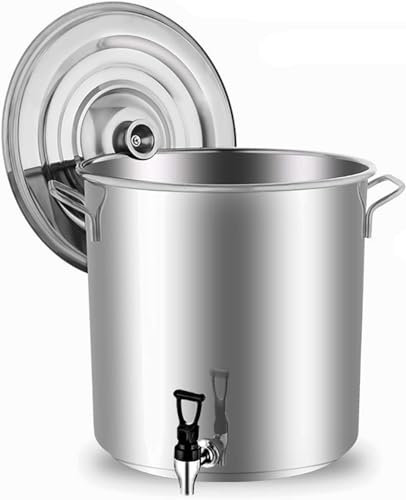 Olla grande de acero inoxidable con grifo, ideal para cocinar, preparar cerveza y almacenar alimentos, adecuada para todas las estufas