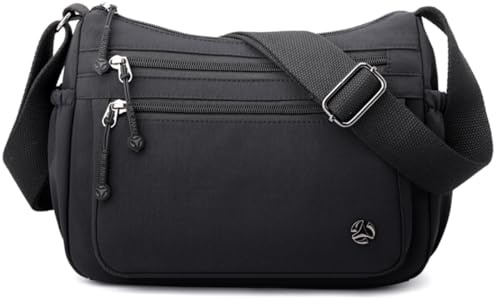 JIANLINST Shoulder Bags for Women Nylon Multi Pocket Crossbody Bags Waterproof Lightweight Travel Purses and Handbags