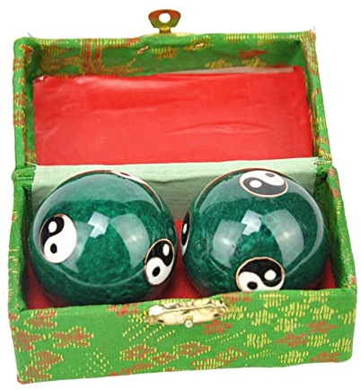 DEVNWIGMO 2 Pezzi Baoding Ball Sfere Massaggianti Mani Palline Esercizio Dita Relax Materiale Resistente Superficie Liscia Adatte Regalo Casa Uffici, Taiji verde