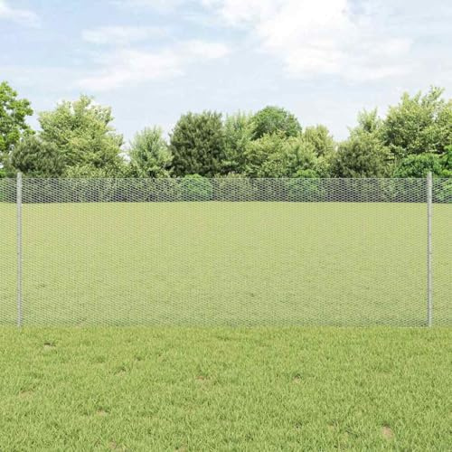vidaXL Stängsel med stolpe Silver 0,8 x 10 m Stål, Justerbar utomhusavskiljare, modern trädgårdsgrind, hållbar avdelare, mångsidig privacypartition för bakgårdar