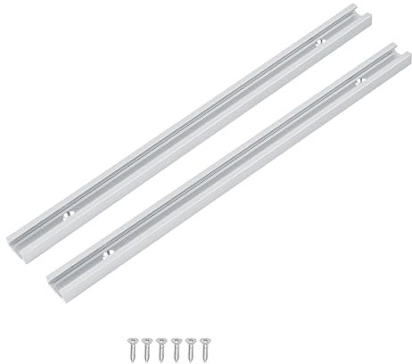 2 pezzi 300 mm in lega di alluminio T-Slot Track-Mitra Track Jig Fixture con 6 viti autofilettanti - per sega da tavolo, fresatrice da tavolo, utensili per la lavorazione del legno