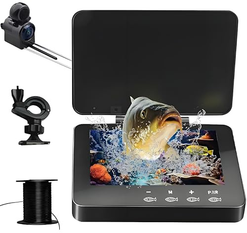 Underwater Fishing Camera, Fish Finder with 8000mAh Battery, Waterproof 4.3 IPS Monitor Fish Finder Video Camera with 30M Cable Night Vision Infrared Lamp, 220° Wide Angle for Boat, Ice River Fishing