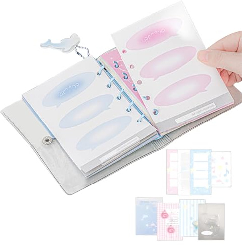 Scrapbooking-Set – M5 Pocket Scrapbook Binder – 70 transparente Aufkleber, Fotoalbum, Notizbuch, Store, Fotos, Schule, Kinder, Teenager, Aufkleber, Charms, Karton