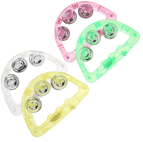 HEALSOPTHY 8 Stück Leichte LED Tamburine aus Kunststoff Tragbar für Karneval und Bars Buntes Party Schlaginstrument mit Leuchtenden Glocken Zufällige Farbe