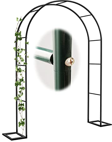Black Garden Arch for Climbing Plants - Steel Frame Outdoor Pergola Rose Trellis Metal Arbor for Small Gardens Sizes: 1.2M to 2.8M W140 x H230cm