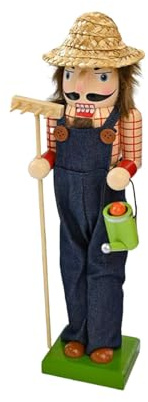 HouseVibe Christmas Nutcracker Figurine Wooden Soldier Table Centerpiece Holiday Decor Height 14.96inch Festive Ornament- Farmer