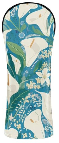 Set di copertura per mazza da golf vintage con fiori di giglio bianco, blu, verde, con targhetta numerata, per conducenti di golf