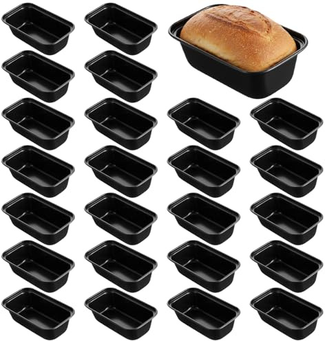Meyeyaia 24 Pcs Mini Loaf Pans for Baking Bread,Non Stick Small Loaf Pans Banana Bread Tins,6.1 x 3.35 x 1.77 Inches Nonstick Tiny Meatloaf Pan Carbon Steel for Oven and Baking