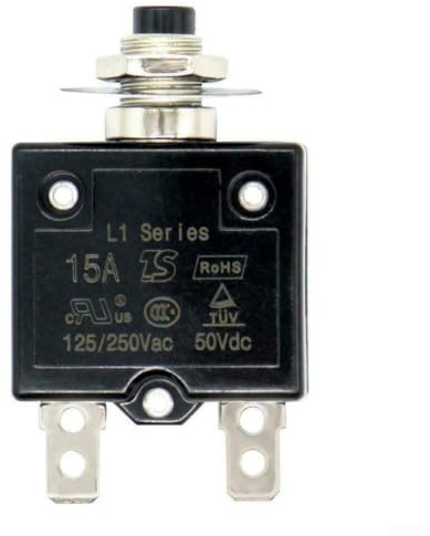 Interruttore termico a pulsante 5A-30A Reset manuale protezione da sovraccarico per dispositivi 125V AC (15A)