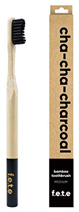 FETE Bambu Tandborste Bästa Bambu Miljövänliga Handtag Och BPA-fri Biologiskt Nedbrytbar Nylon Borst för Naturlig Tandvård (Enkel Medium Borst, Svart)