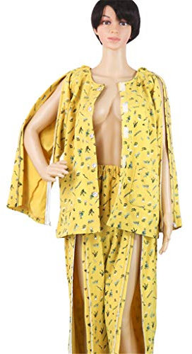 Schlafanzüge Klettverschluss zum für Patienten mit Behinderungen älterer Operationen,Frakturen, bettlägerige Patienten, Krankenhaus/Häusliche Pflege Hosen Kleidung,Yellow,XXL