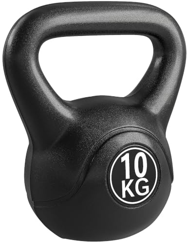HOMCOM Kettlebell 4/6/8/10/12/14kg per Sport e Fitness, Nero | Kettlebell Pesi per Allenamento Home Gym Casa e Palestra, Base Piatta, Impugnatura