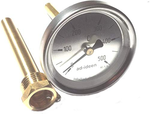 ad-ideen 500°C Thermometer 200 mm Ofenthermometer Holzbackofen Pizzaofen Steinofen 20cm Thermometer 500 Grad