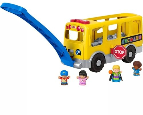 Fisher-Price Little People Toddler Learning Toy Big Yellow School Bus with Lights Sounds & Smart Stages, 4 Figures, Ages 1+ Years, GLT75