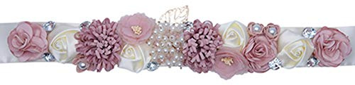 Egurs Cinturón De Boda Para Mujeres - Flor, Cristal, Rhinestone y Perla - Para Dama De Honor y Vestido