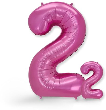 FUNXGO folienballon 2 rosa - 100cm - 2 geburtstag luftballon - luftballon zahl 2 - Zahlen rosa Ballon 2 Deko zum Geburtstag, Hochzeit, Jubiläum oder Fest, Party Dekoration - ballon rosa 2