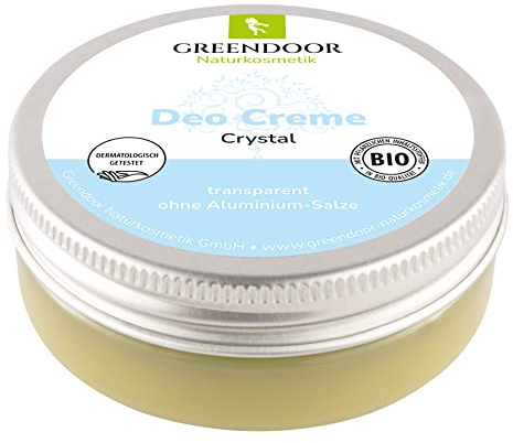 GREENDOOR Deo Creme crystal vegan, null Schweißgeruch – ohne Weißeln, ohne Zink ohne Aluminium ohne Alkohol natürlich ohne Tierversuche, dermatologisch bewährt, Naturkosmetik, sanft, 50 ml
