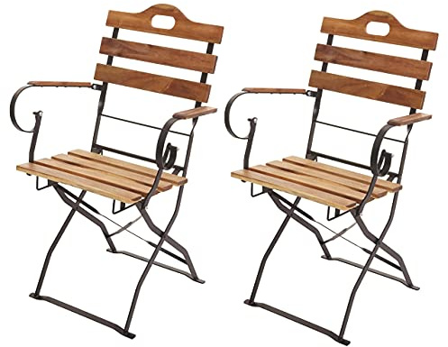 Mendler 2er-Set Biergartenstuhl HWC-J40 Akazie - naturfarben | Klappstuhl, Gartenstuhl, Gastronomie-Qualität, MVG-Zertifiziert