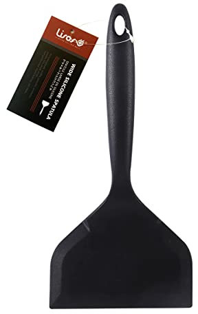 Silicone Tamagoyaki Spatula - Wide, Nonstick, Heat-Resistant for Egg, Fish, Burgers, Steak, Pizza, Black