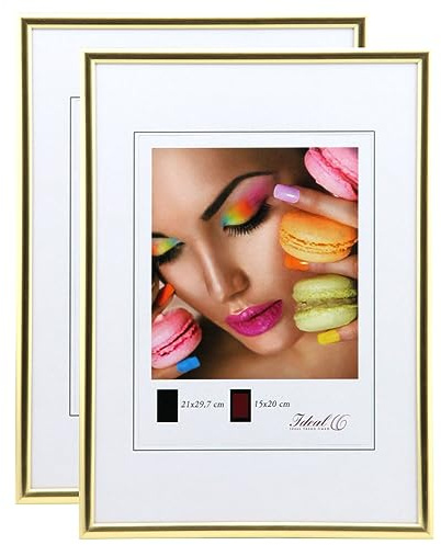 IDEAL TREND New Lifestyle Set Bilderrahmen Wanddeko Collage Poster Rahmen 2er 3er 5er Pack: Farbe: 2er Pack Gold | Format: 50x70