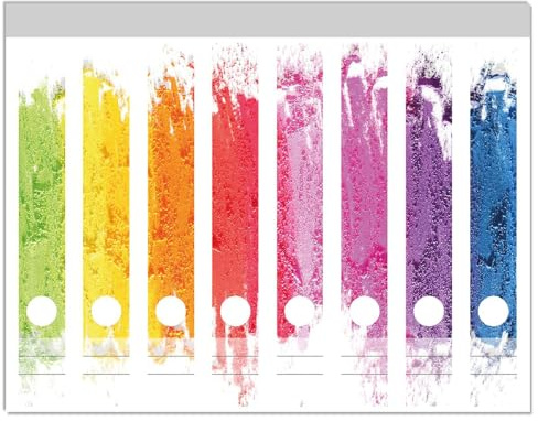 Wallario Ordnerrücken Sticker Regenbogenstreifen auf weißem Hintergrund - Bunter Anstrich - Größe 8 Stück, Rückenschilder für 8 schmale Ordner, Klebeetiketten