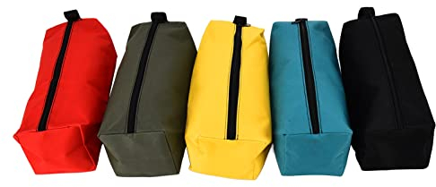 Jadeshay 5 Stück Werkzeugtasche mit Reißverschluss, Hardware Werkzeug Tasche Kleine Aufbewahrungs Beutel Tragbare für Zimmerei Elektriker Autos 30 x 11 cm/11,8 x 4,3 Inch