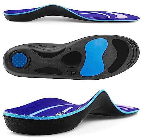 Plantar Fasciitis Arch Support Orthopedic Insoles, RooRuns Relieve Flat Feet Heel Pain Shock Absorption Comfortable Inserts for Women and Men