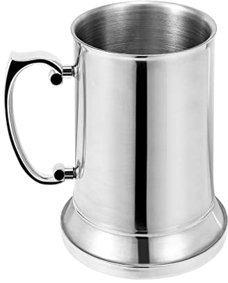 Wresetly Pichet en pierre double paroi en acier inoxydable - Pichet à bière - Tasse à lait avec poignée - 560 ml