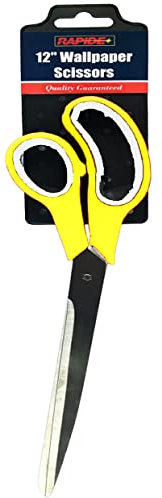 12 Inch, Stainless Steel Wallpaper Scissors, 30cm Scissors with Soft Grip Handle Make Light Work of Your Decorating Jobs, Yellow