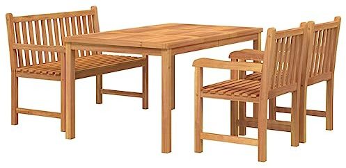 vidaXL 4-TLG. Garten-Essgruppe Massivholz Teak