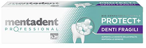 Mentadent Professional Dentifricio Protect+ Denti Fragili, Aumenta la Densità Minerale dello Smalto, Rinforza le Gengive, con Minerali Bio-compatibili e con Vitamina E, 75 ml