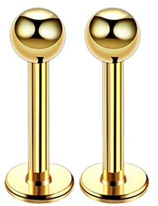 Bishilin Lippenpiercing 10mm Stablänge, Lippenpiercing Stecker Chirurgenstahl mit Ball Ohrstecker Tragus Piercing Nasenpiercing Set