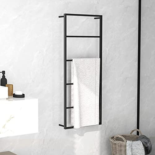 ZEYUAN Handtuchständer Schwarz 45x10x115 cm Stahl, Handtuchhalter, Handtuchleiter, Towel Holder, Garderobenleiste, Handtuchtrockner, Badetuchhalter, Handtuch Ständer
