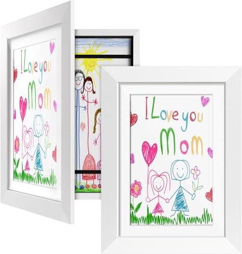 Vantimo Bilderrahmen für Kinderzeichnungen,2set A4 Kunstrahmen mit Frontöffnung für Kinder,A4 Rahmen Kunstwerk Display & Aufbewahrungsrahmen