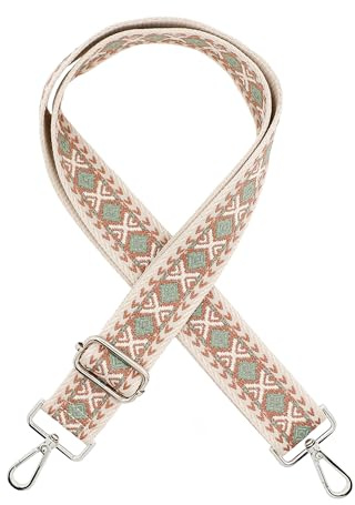 Schultergurt für Taschen Breit 3.8cm, Boho Umhängegurt Taschenriemen Damen, Tragegurt Schulterriemen mit Karabiner für Schultertaschen Taschen Handtaschen (Rosa Herz)