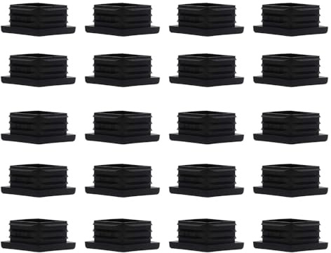20PCS Square Plastic End Caps 35mm x 35mm Black Insert Plugs Anti-Slip Plastic Square Tube Plug for Pipe Tables Chairs Desks Beds