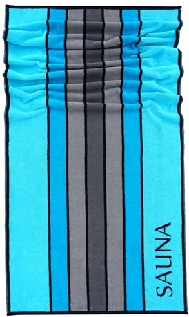 Lashuma Saunahandtuch Herren Stockholm, XXL Badehandtuch Blau - Türkis - Grau, Männer Saunatuch groß 85x200cm