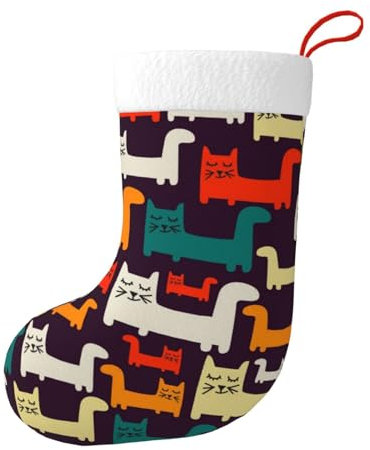 LORIAX Weihnachtsstrümpfe mit Katzen-Motiv, festliche Dekoration, Weihnachts-Party-Dekorationen und Geschenktüten