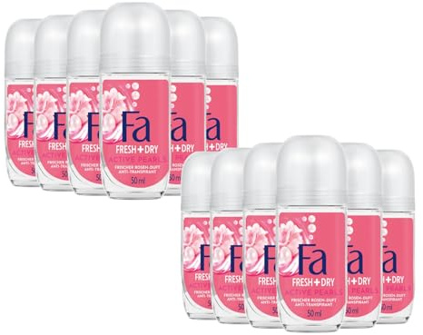 FA Deo Roll-On Active Pearls (12x 50 ml), mit dem frischen Duft der Rose, bis zu 48h Anti-Transpirant-Schutz, Duft-Kapsel-Technologie, stoppt Bakterien, Vegane Formel