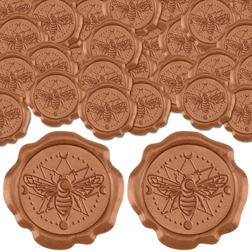 CHGCRAFT 50 Stück Bienenmuster Wachssiegelaufkleber Umschlagsiegelaufkleber Hochzeitseinladungsumschlagsiegel Für Die Verpackung von Partyeinladungen Kamel 1.18 Zoll