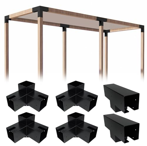 ITeVe.GD 3-Wege-Pergola-Set – rechtwinklige und gerade Pergola-Halterungen für 4 x 4 Holz, Pavillon-Hardware – 6 Stück