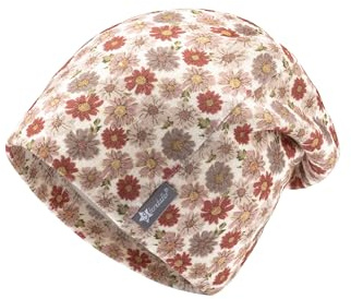 Sterntaler Beanie bedruckt mit Blümchen für Mädchen - Baby und Kinder Mütze aus Mischgewebe