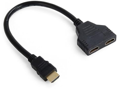 xiwai Câble adaptateur répartiteur HDMI 1 entrée 2 sorties, HDMI mâle vers double femelle 1 vers 2 voies pour PC HDTV ordinateur portable 1080p